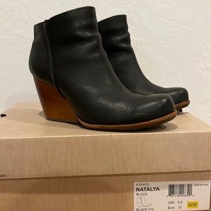 Kork-Ease NATALYA LEATHER BOOTIE Color Black Size 6.5 Euro 37